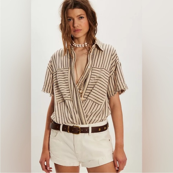 NWT Free People Christopher Linen Top - Picture 1 of 7